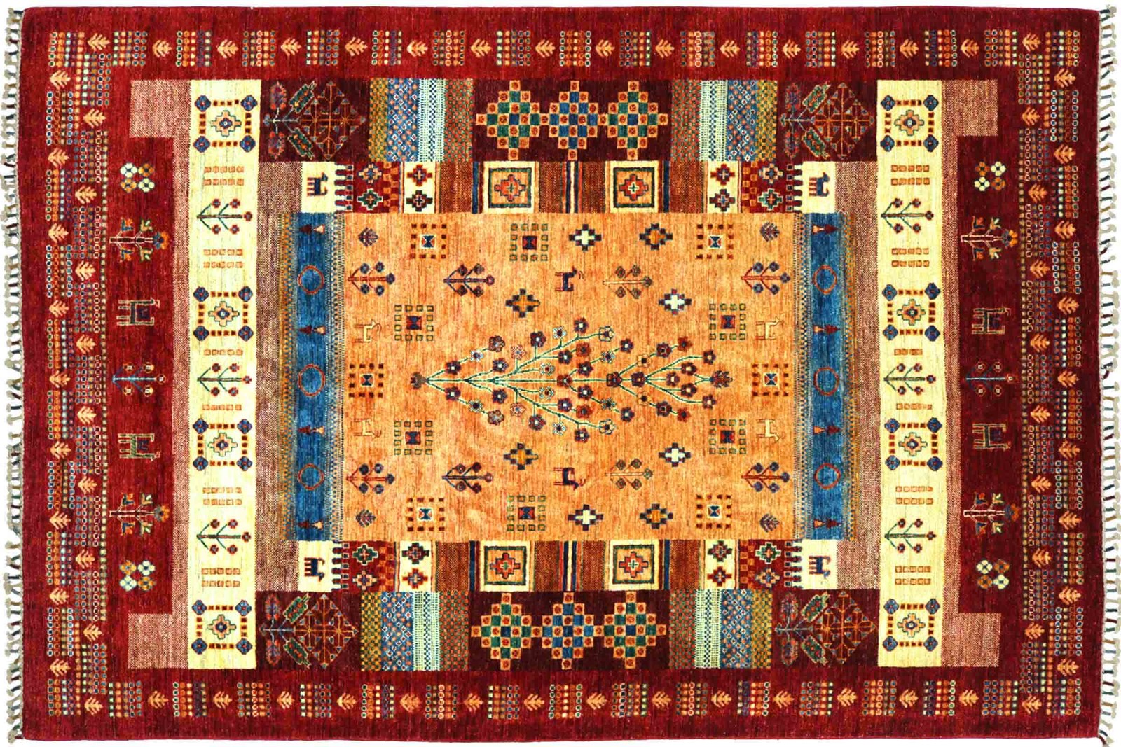 Afghan Ziegler Khorjin Carpet Hand-knotted 170×240 Red Border Wool