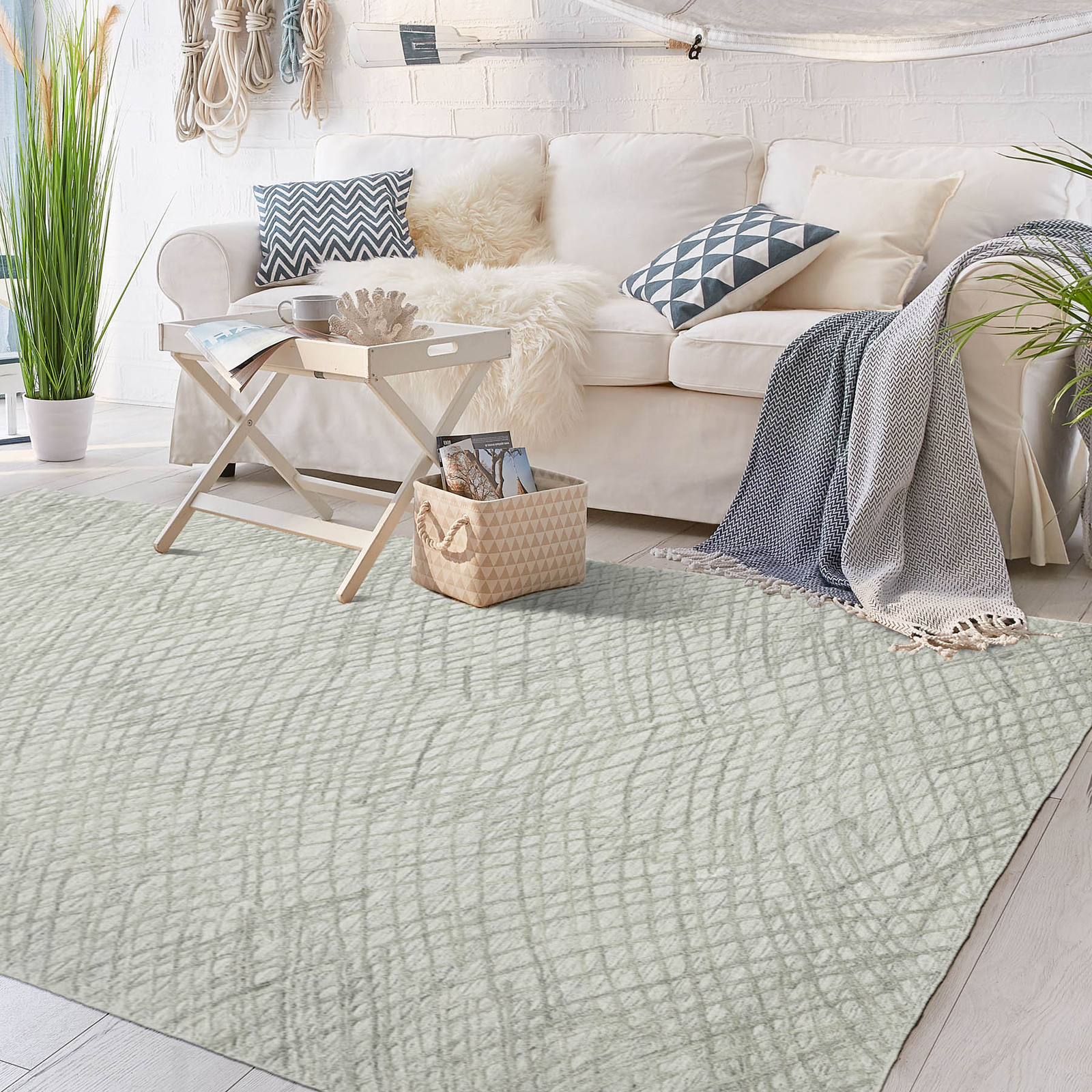 LoomBloom Hand Knotted Modern Textured Tibetan Wool Area Rug Gray 8’1” x 10′