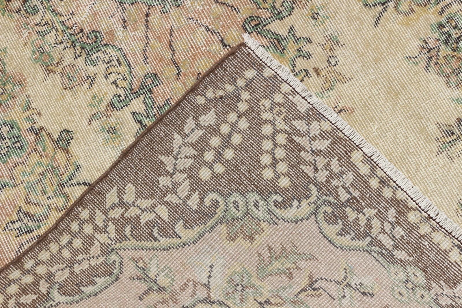 Vintage Rug, Area 3,9×6,8 ft Turkish Rug, Brown Oriental Wool Rug
