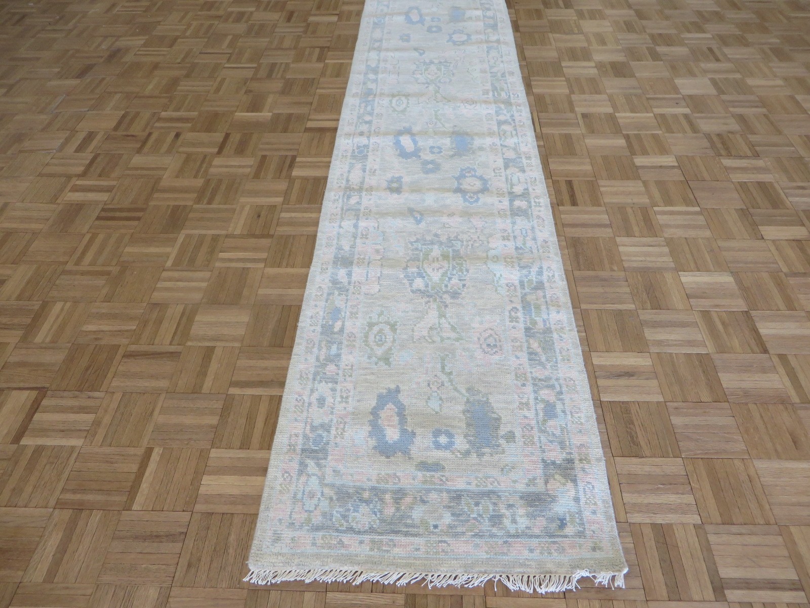 2’6 x 14’10 Runner Hand Knotted Gray Modern Oushak Oriental Rug G16746