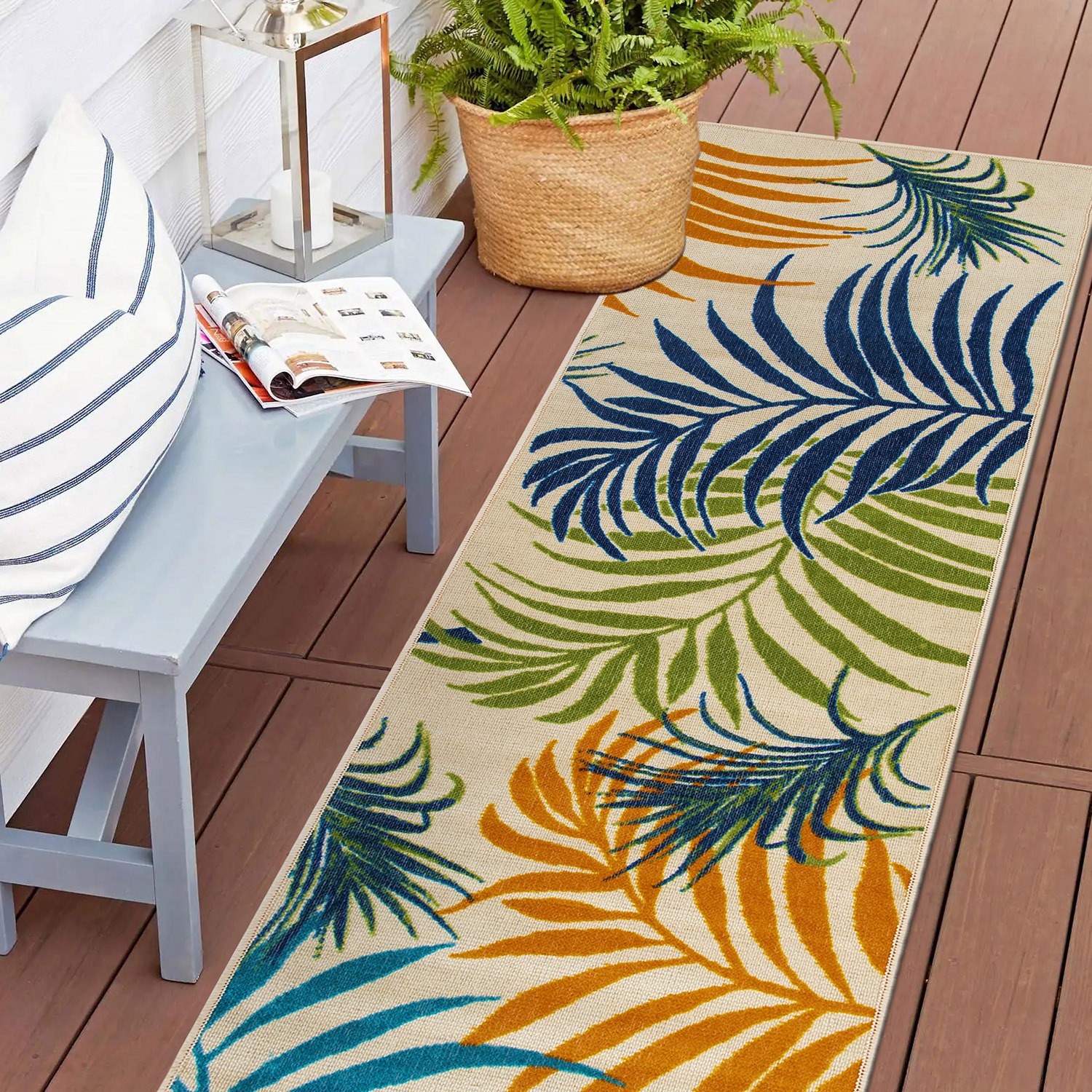 Rugshop Outdoor Rug Floral Leaves Flatweave Outdoor Carpet Outdoor Patio Rugs
