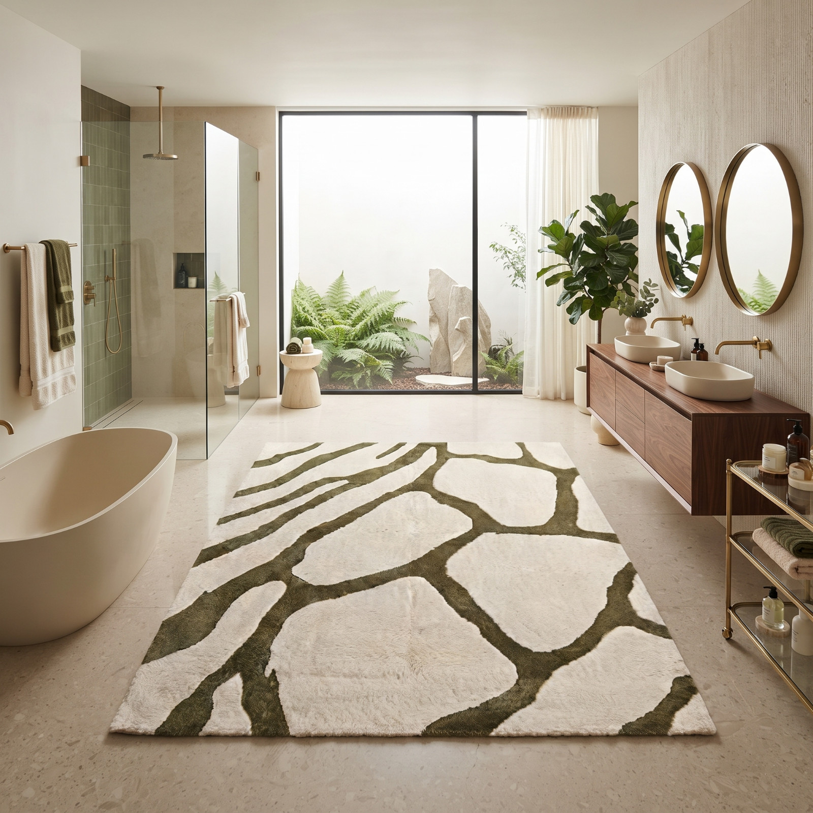 Hand Tufted Rug Modern Abstract Wool and Silk Bathroom Living Room 8×12 Carpets