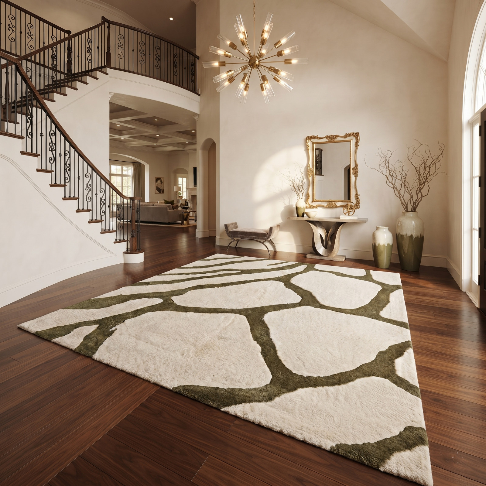 Hand Tufted Rug Modern Abstract Wool and Silk Bathroom Living Room 8×12 Carpets