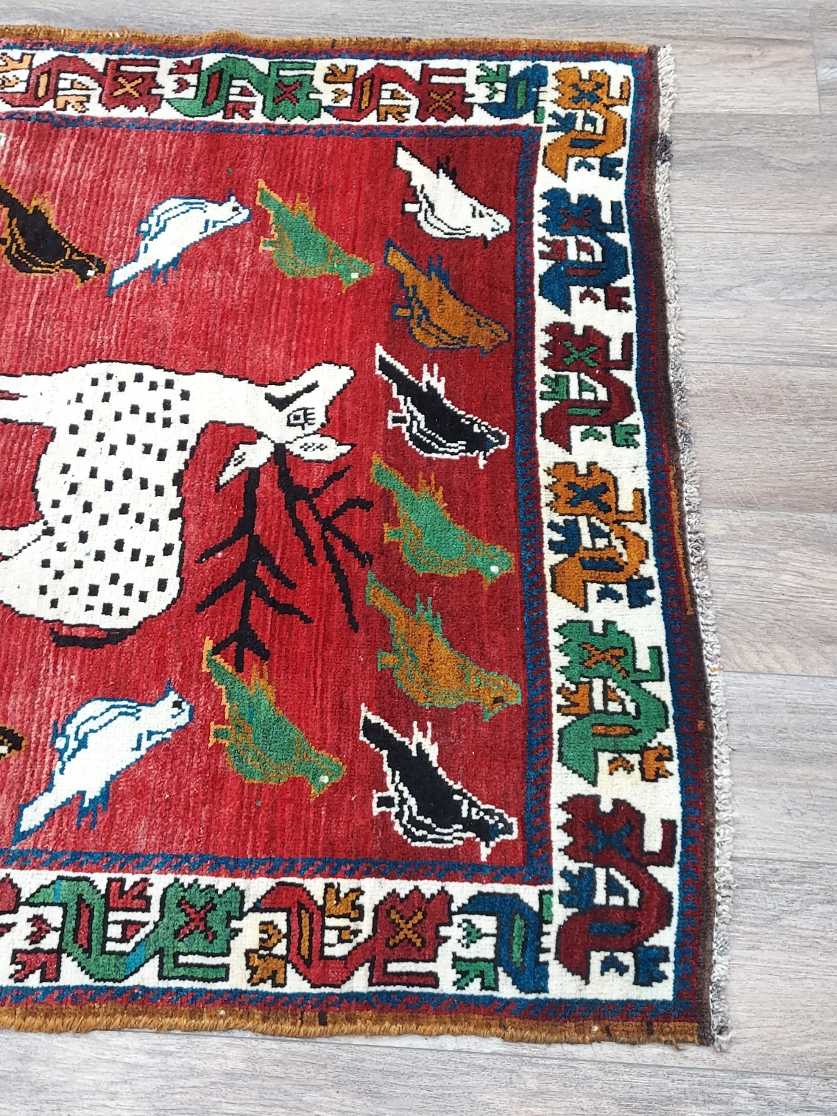 (Tree Of Life) Birds Deer Turkish Village Life Bohemian Turkish Rug, 4×6 Ft