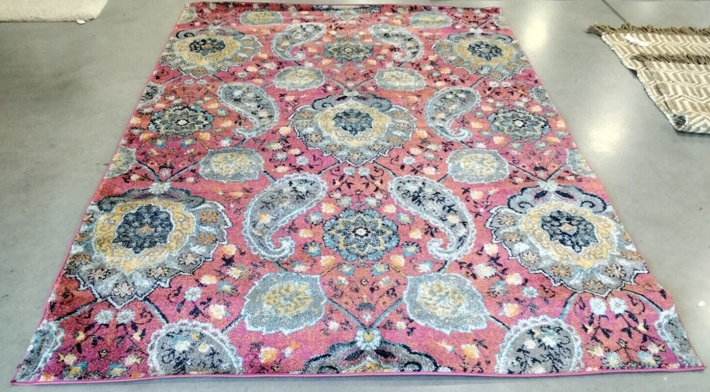 FUCHSIA / GOLD 6′-7″ X 9′-2″ Back Stain Rug, Reduced Price 1172715749 MAD600A-6