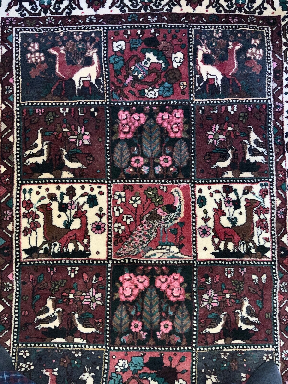Bakhtiari Panel Garden Design Oriental Rug / 3.10 x 5′ Hand Knotted Wool