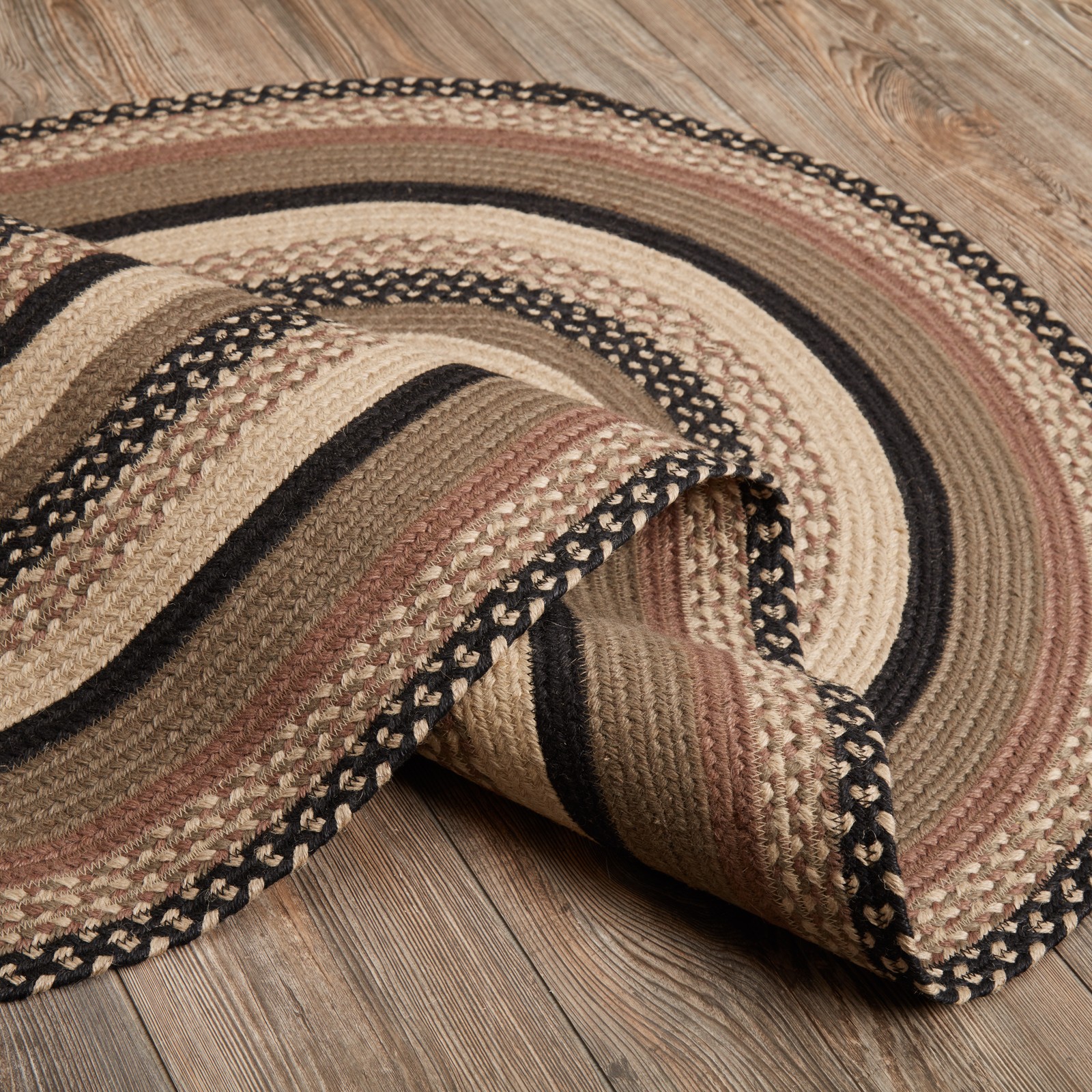 VHC Brands Accent Rug Sawyer Mill Charcoal Jute 36×60 Farmhouse Oval No Slip Pad
