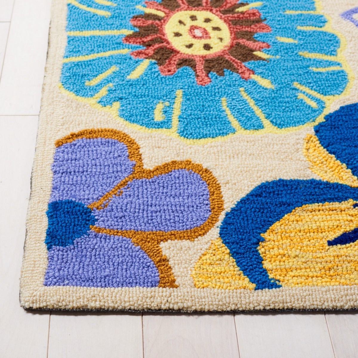 Bloom Hand Hooked Floral Area Rug Tufted Indoor Bright Multicolor Runner 2’ x 6’