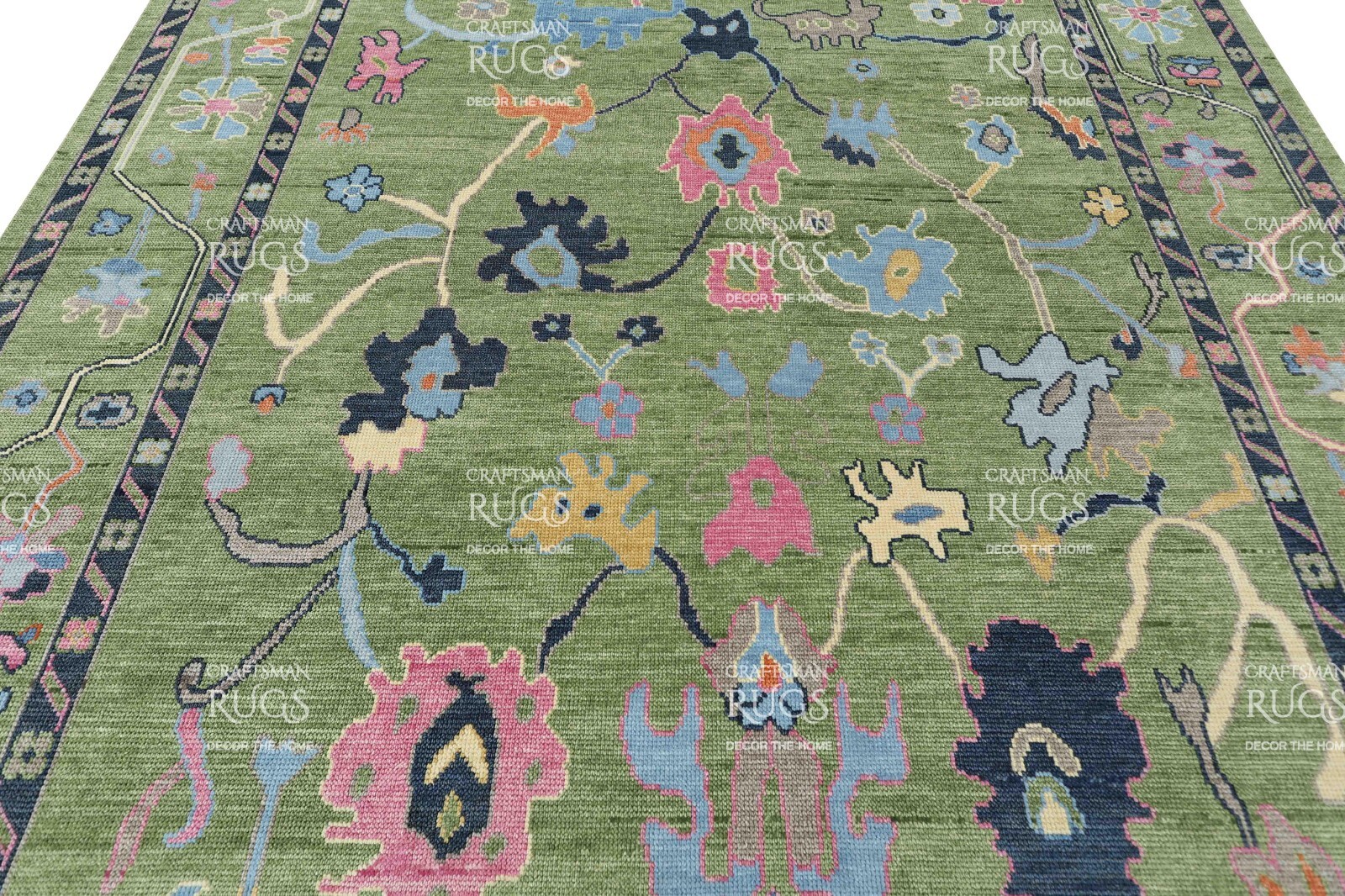 Green Oushak Hand Knotted 4×6, 5×8, 6×9, 8×10, 9×12, 10×14, 12×15 Wool Area Rug