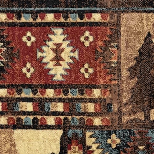 Rustic Wildlife Area Rug 5×7 Polypropylene Southwest Design Bear Cub Lodge Décor