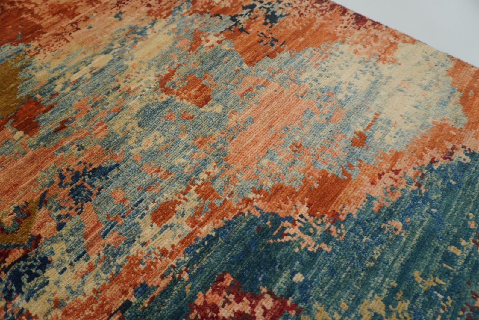 8 x 10 ft Navy Blue Karaja Afghan Hand-Knotted Modern Rug