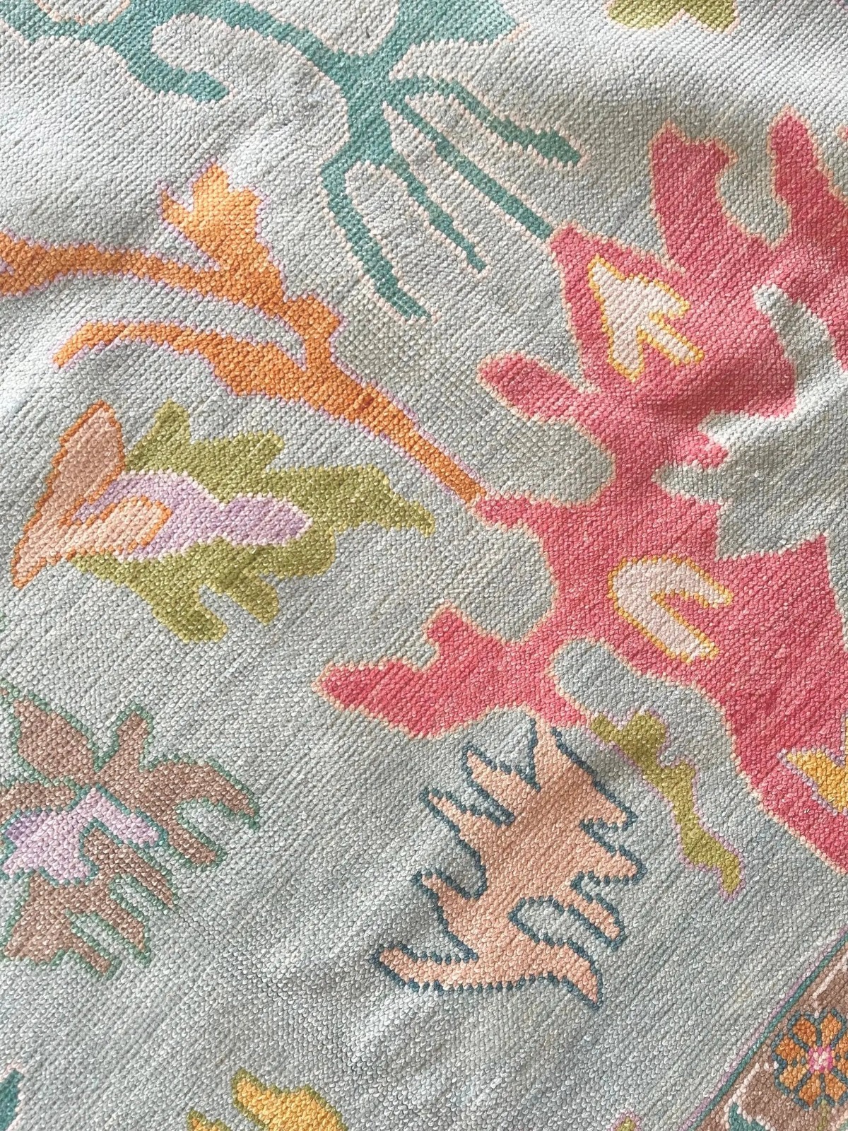 Turkish Wool Rug Handmade | Pastel Boho Oushak Decor Rug 8×10 9×12 10×14 12×18