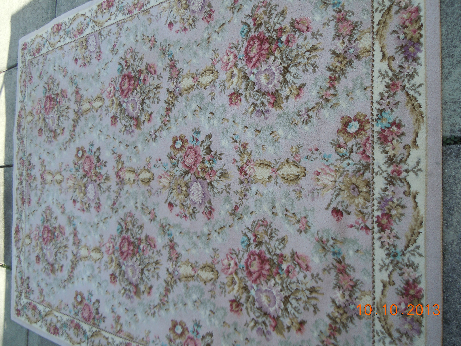 BEST VINTAGE ABC STARK FRENCH ROSE/FLORAL BOUQUETS,SWAGS &GARLAND WOOL RUG