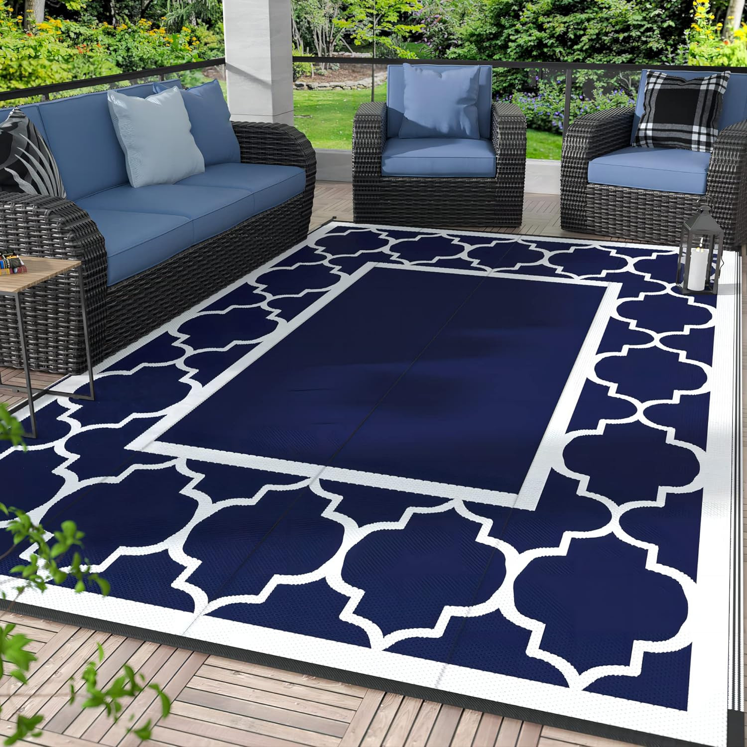 Outdoor Rug Waterproof 5×8 Reversible Foldable Patio Camping RV Deck Porch Mat