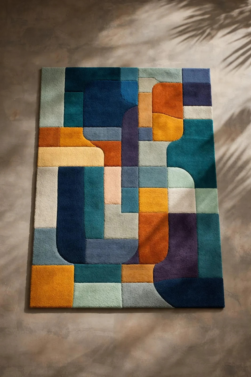 Hand Tufted Wool Rug: Modern Abstract Geometric Area Rug Living Room Carpet