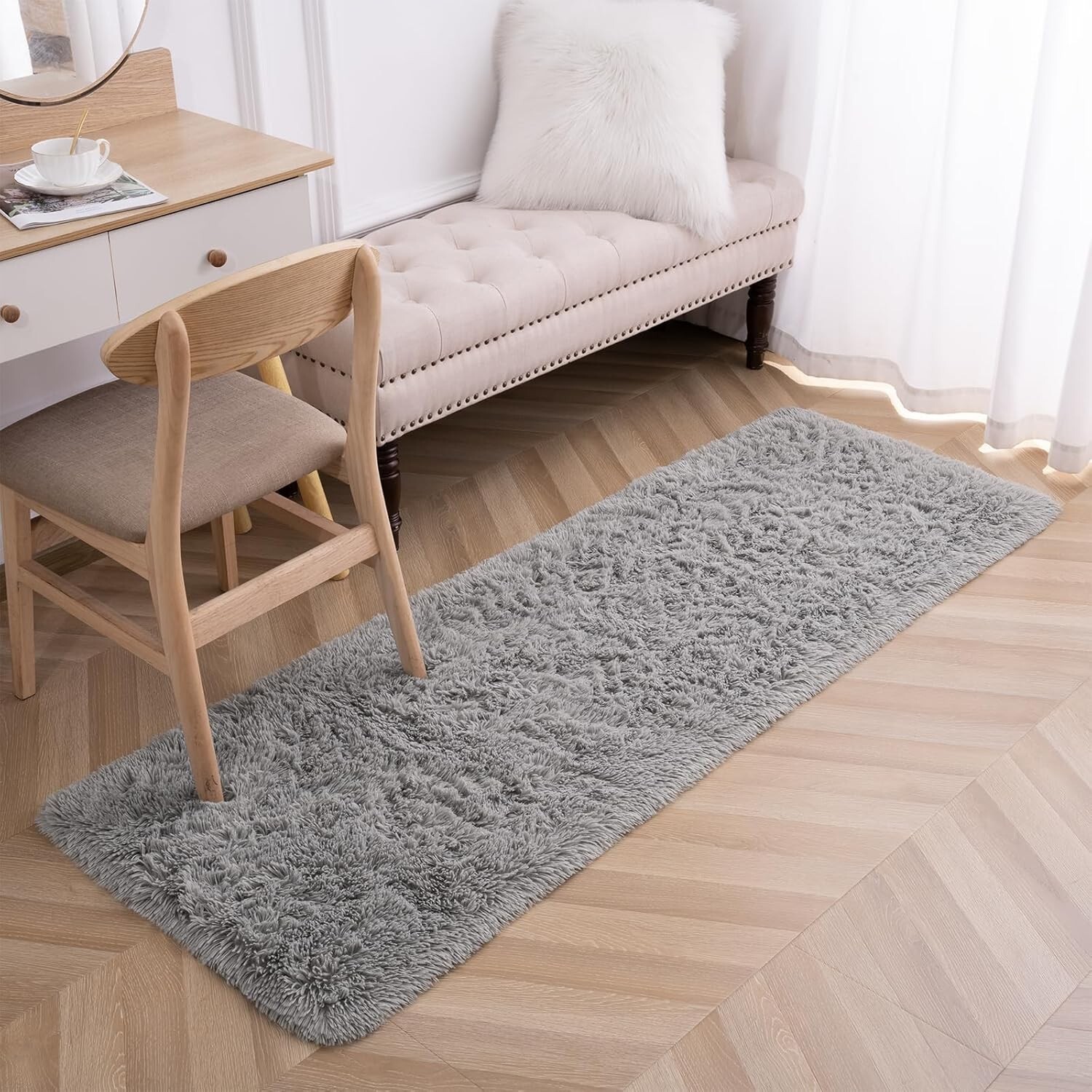 2X6 Ft Ultra Luxurious Fluffy Sheepskin Area Rug Soft&Thick Faux Fur Rug Nonslip