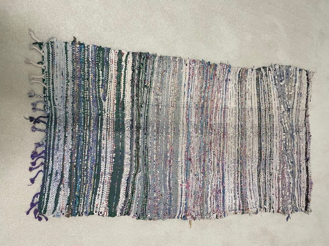 Moroccan Boucherouite rug Cotton Handmade Multicolor Interior 54.3×28.7″