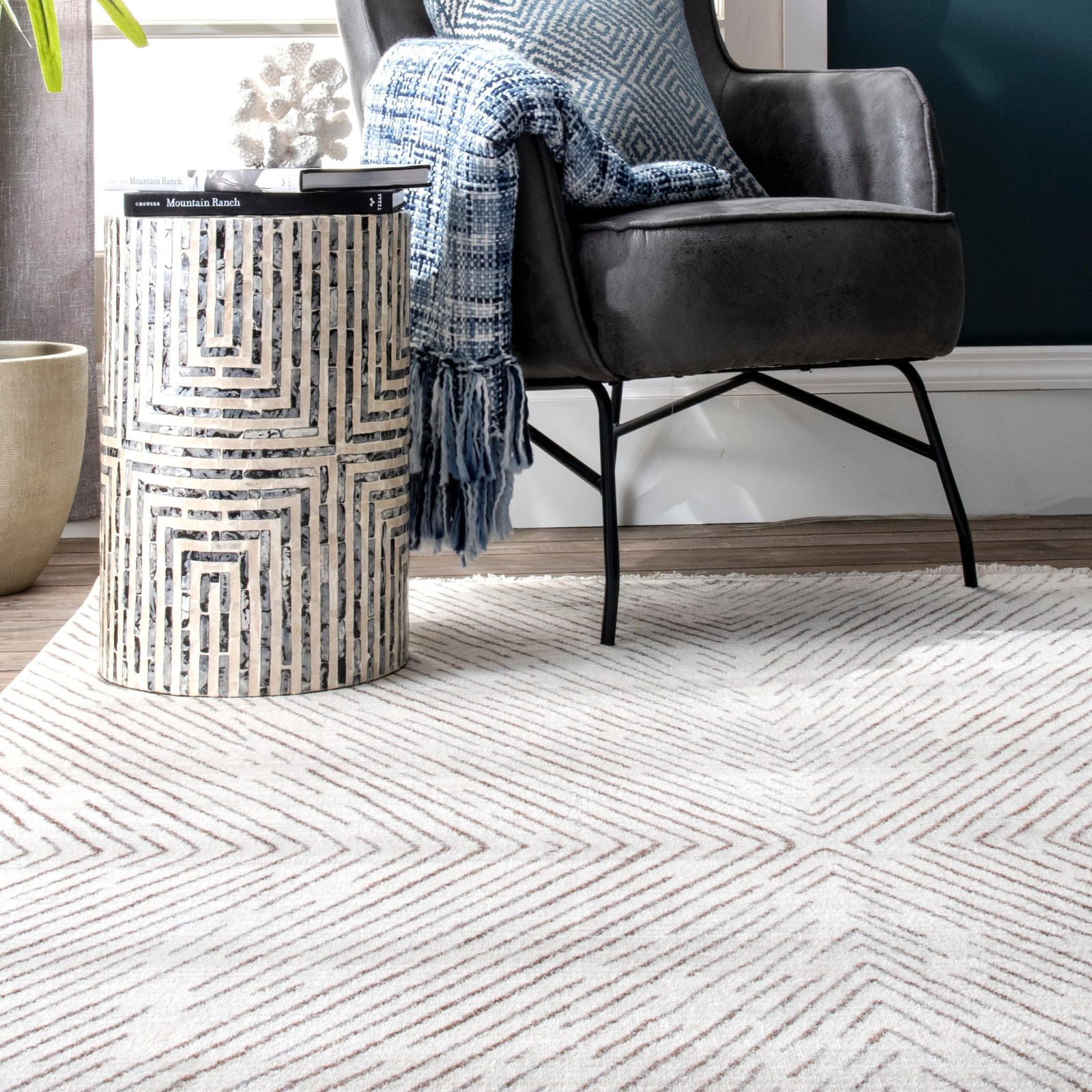 Nuloom Fringed Performance Jazlyn Beige/Ivory 4 X 6 Abstract Soft And Cozy High
