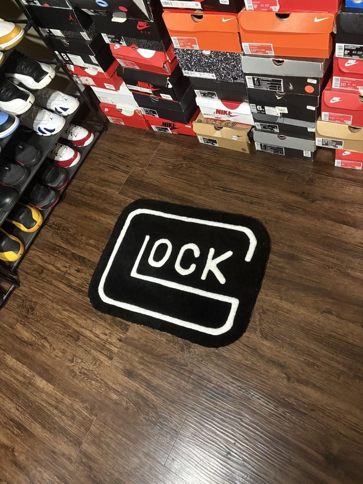 Glock Rug- Custom Tufted Rug Handmade Carpet Home Decor (size 2ft x 1ft 7in)