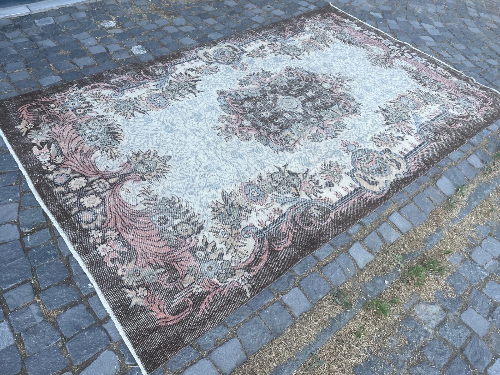 Turkish Vintage Rug, Handmade Wool Rug, Bohemian Large Rug, 5,7 x 9,3 ft