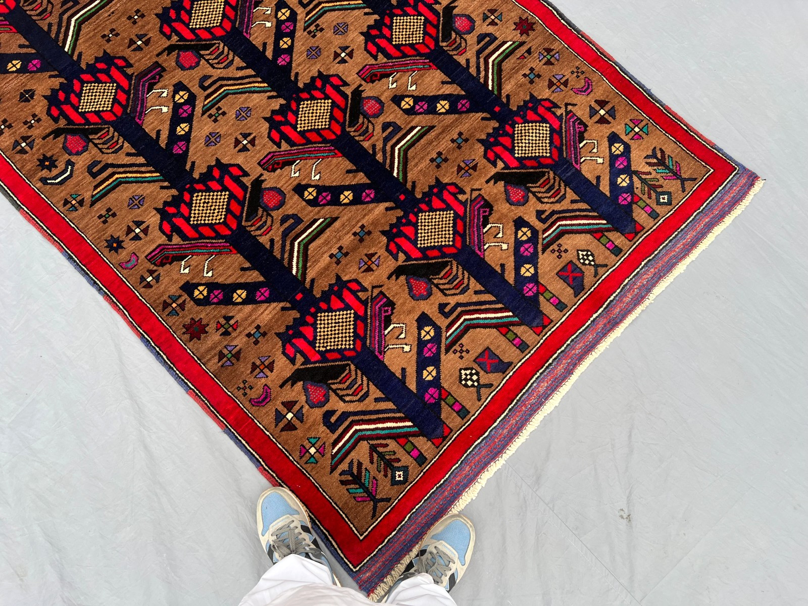 4’4 x 6’9 Ft Afghan Baluchi Floral Design Rug – Figurative Design Vintage Carpet