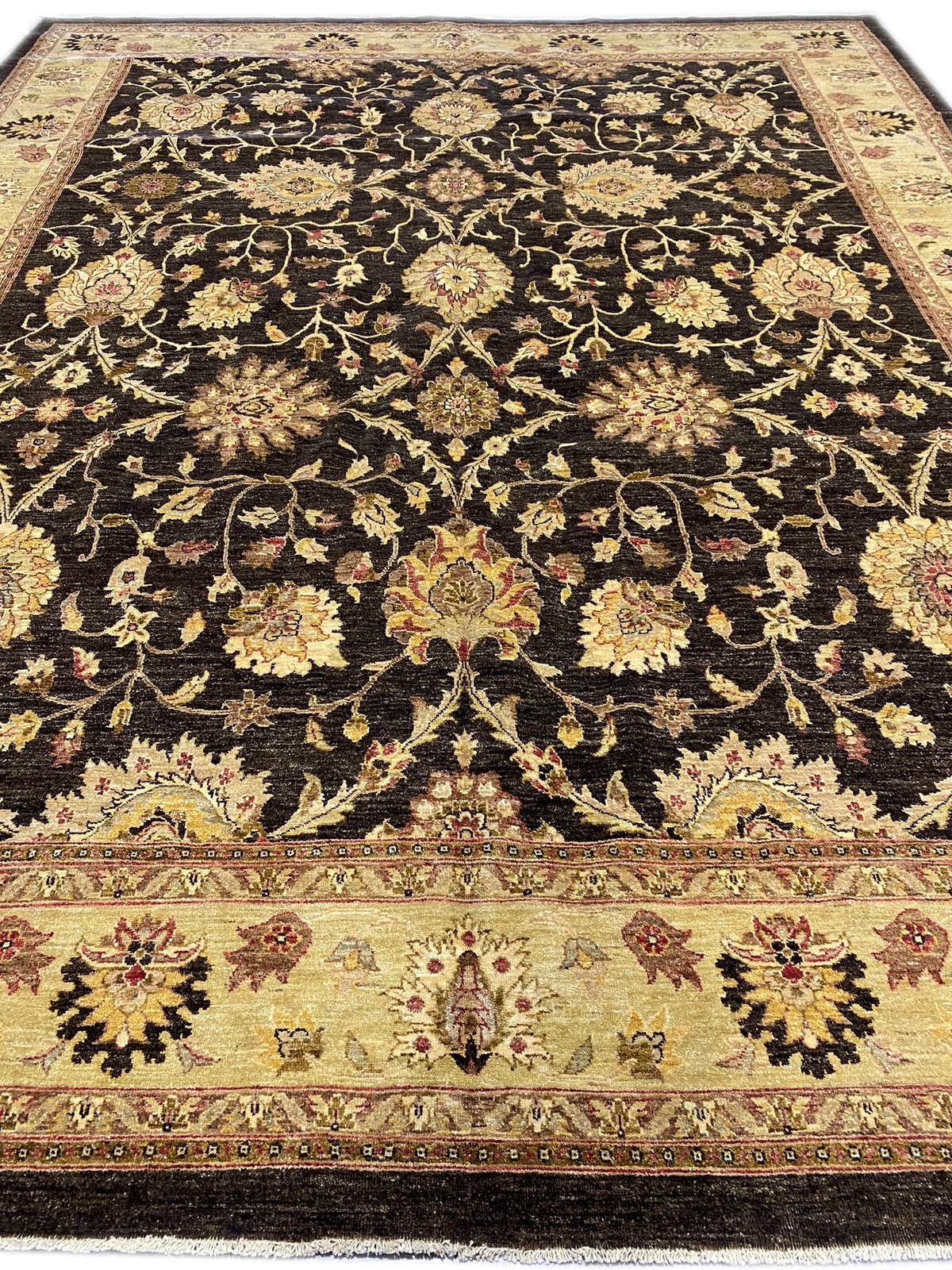 12′ x 15′ New Handmade Quality Wool Agra Large Rug BLACK GOLD #PIX- HT-2095