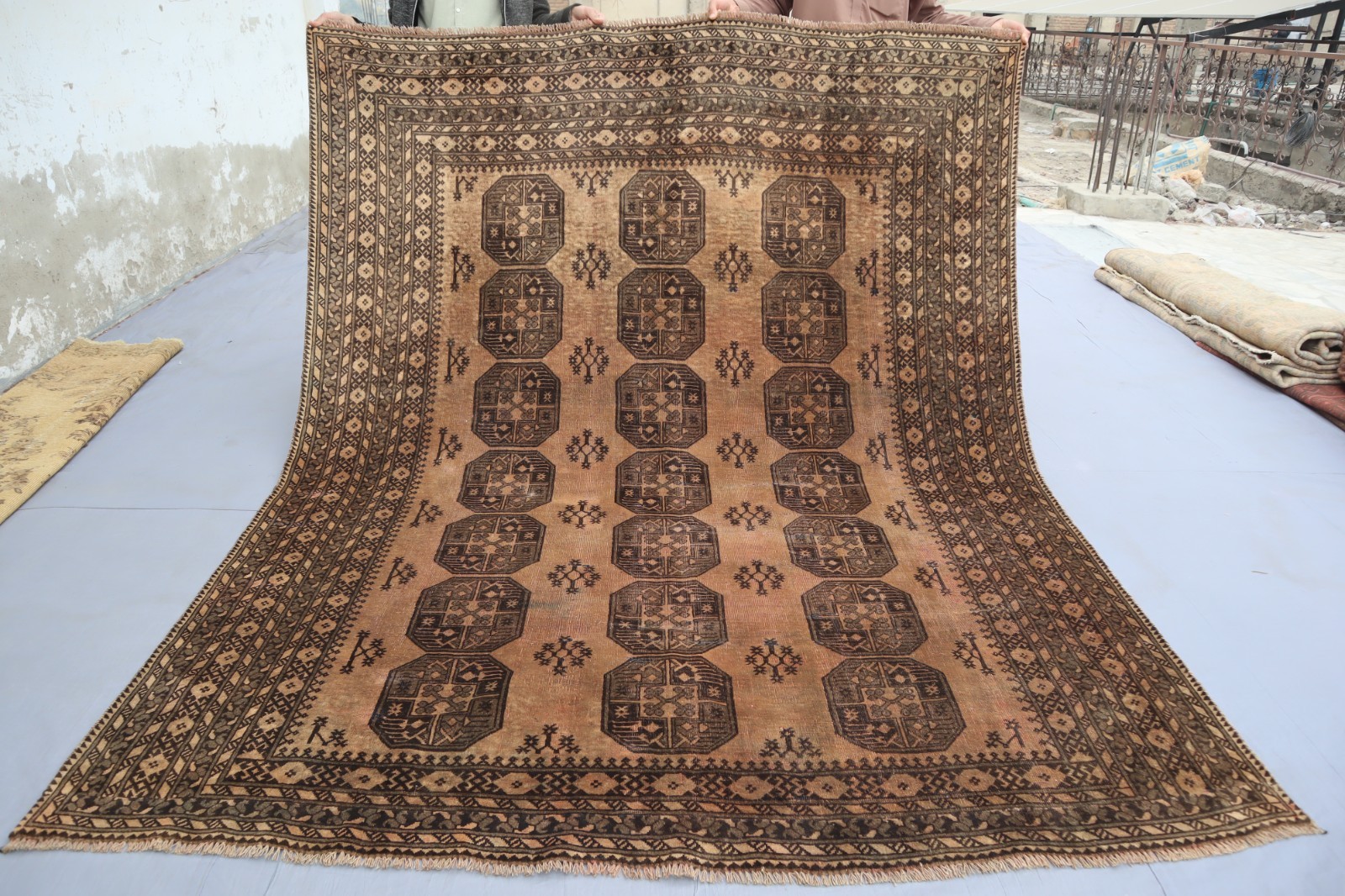 6’8×8’4 ft Vintage Afghan Tekke Rug 1980s Antique Handmade Traditional Wool Rug