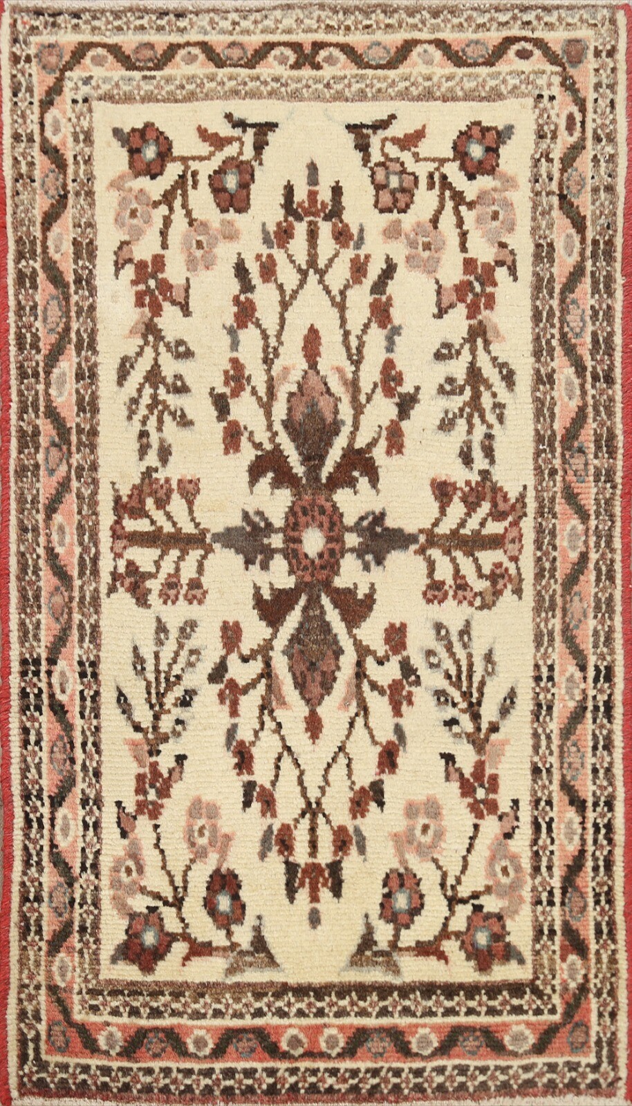 2×3 Vintage Geometric Traditional Area Rug Hand-knotted Oriental IVORY Carpet