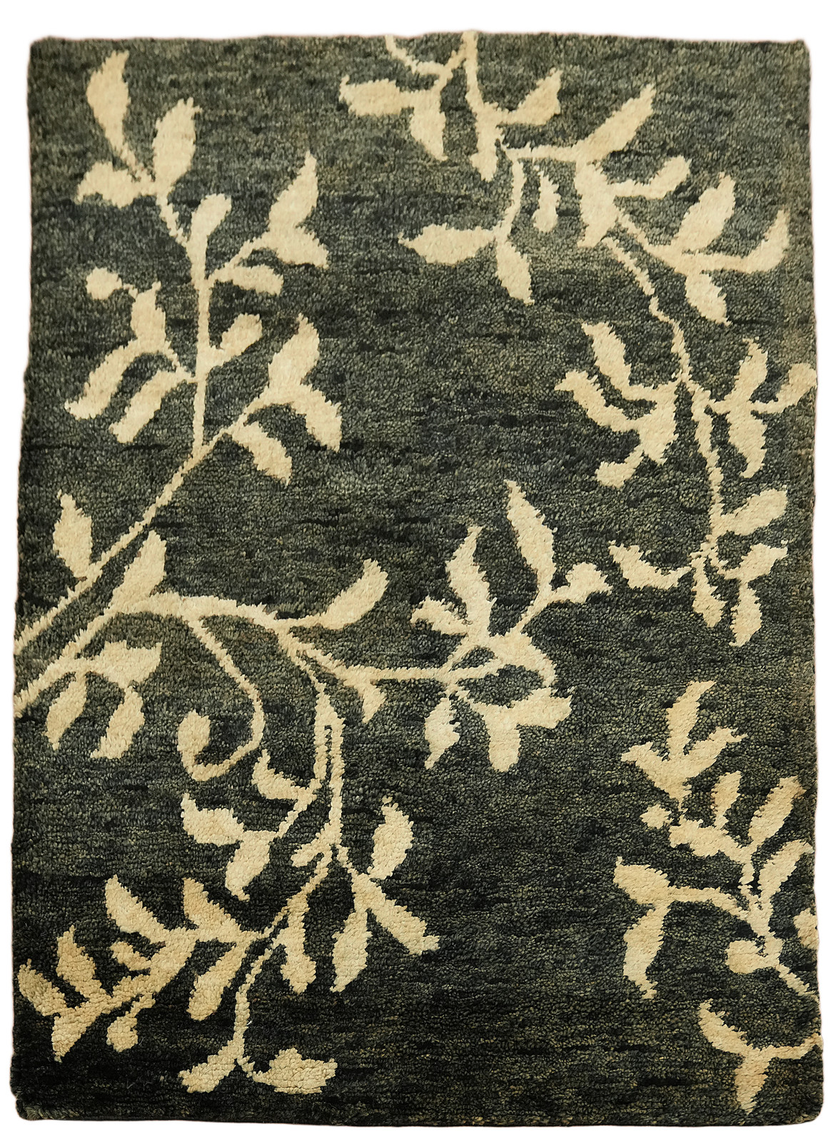 Nature Print Abstract Green & Ivory 6×8 Hand-Knotted Jute Area Rug