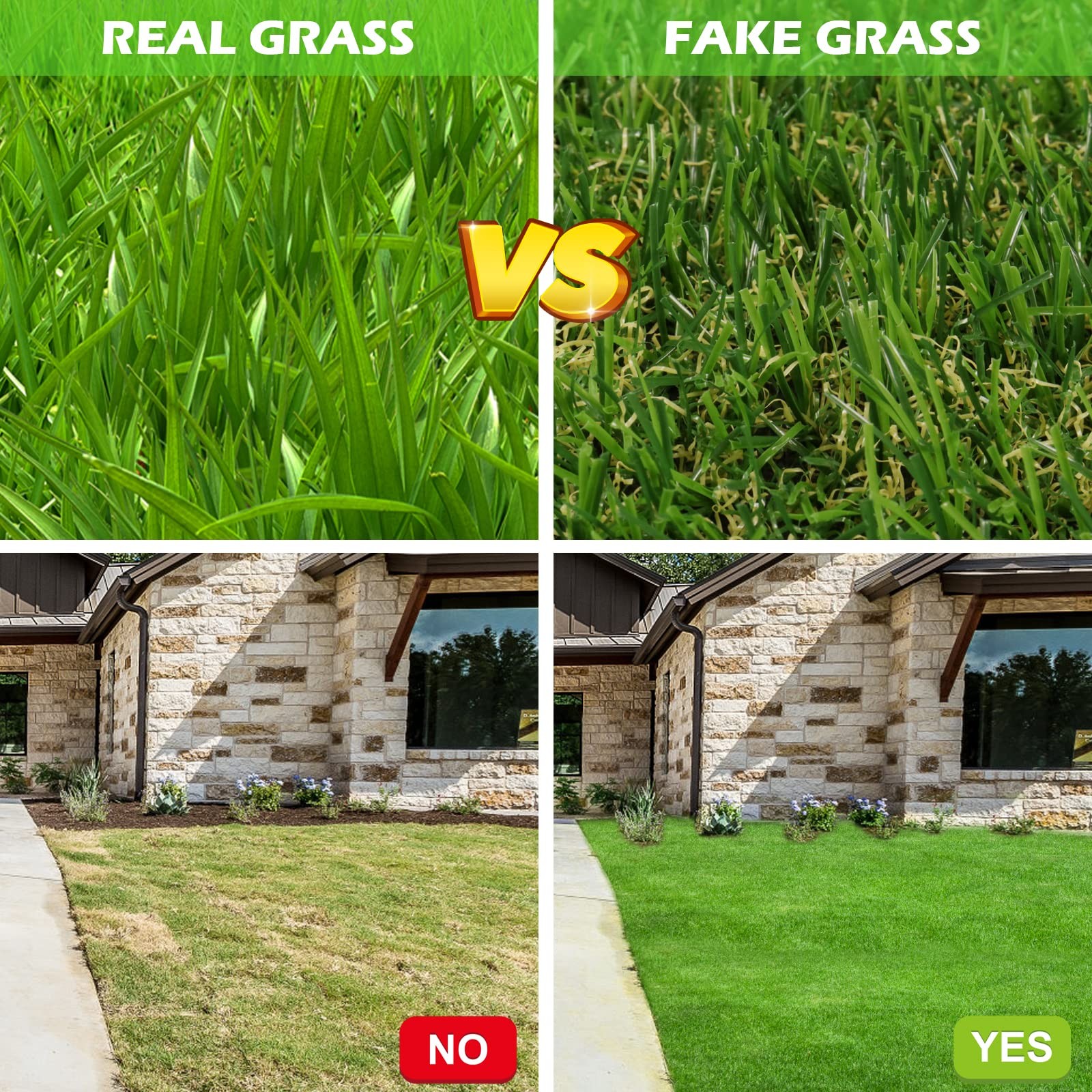 AYOHA 3 FT x 5 FT Artificial Grass, Synthetic Realistic Fake Turf Grass Thick…