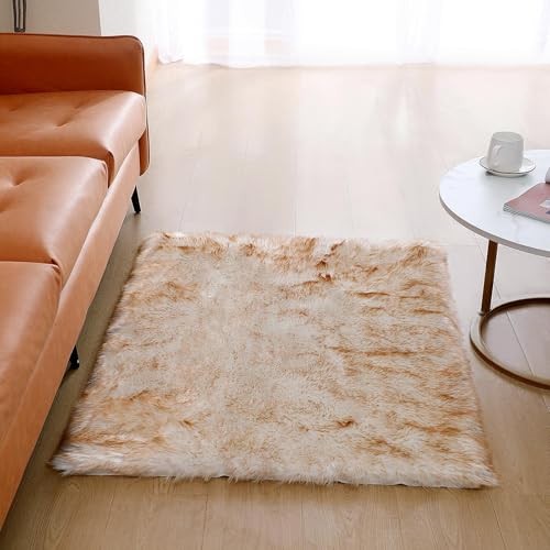 Faux Fur Rug Sheepskin Shag Fluffy Fuzzy 3×4 ft Rugs for Bedroom Bedside Bed
