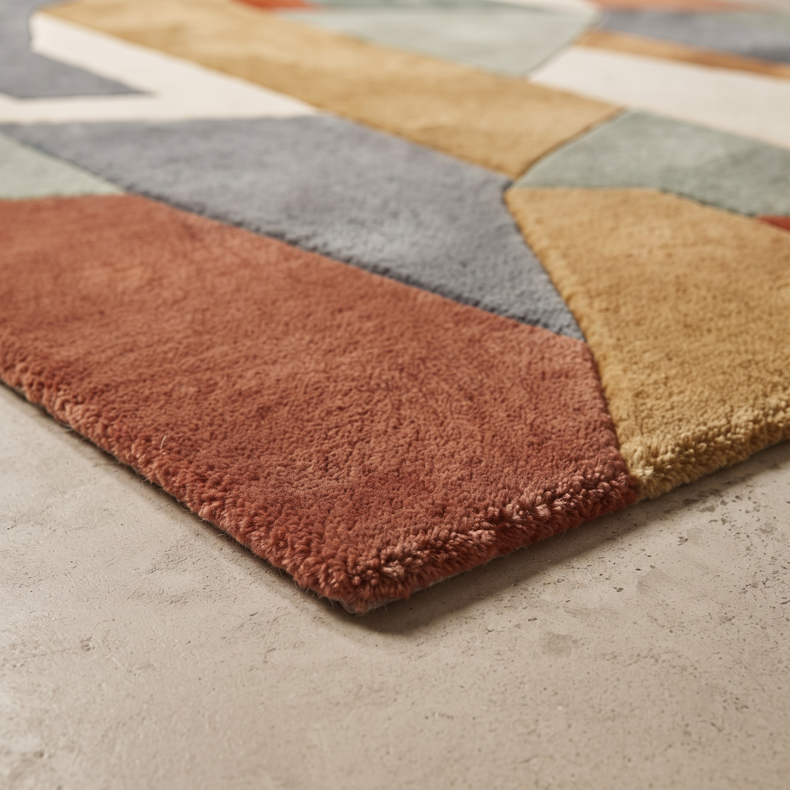 9×12 Hand Tufted Wool Area Rug Modern Abstract Geometric Design