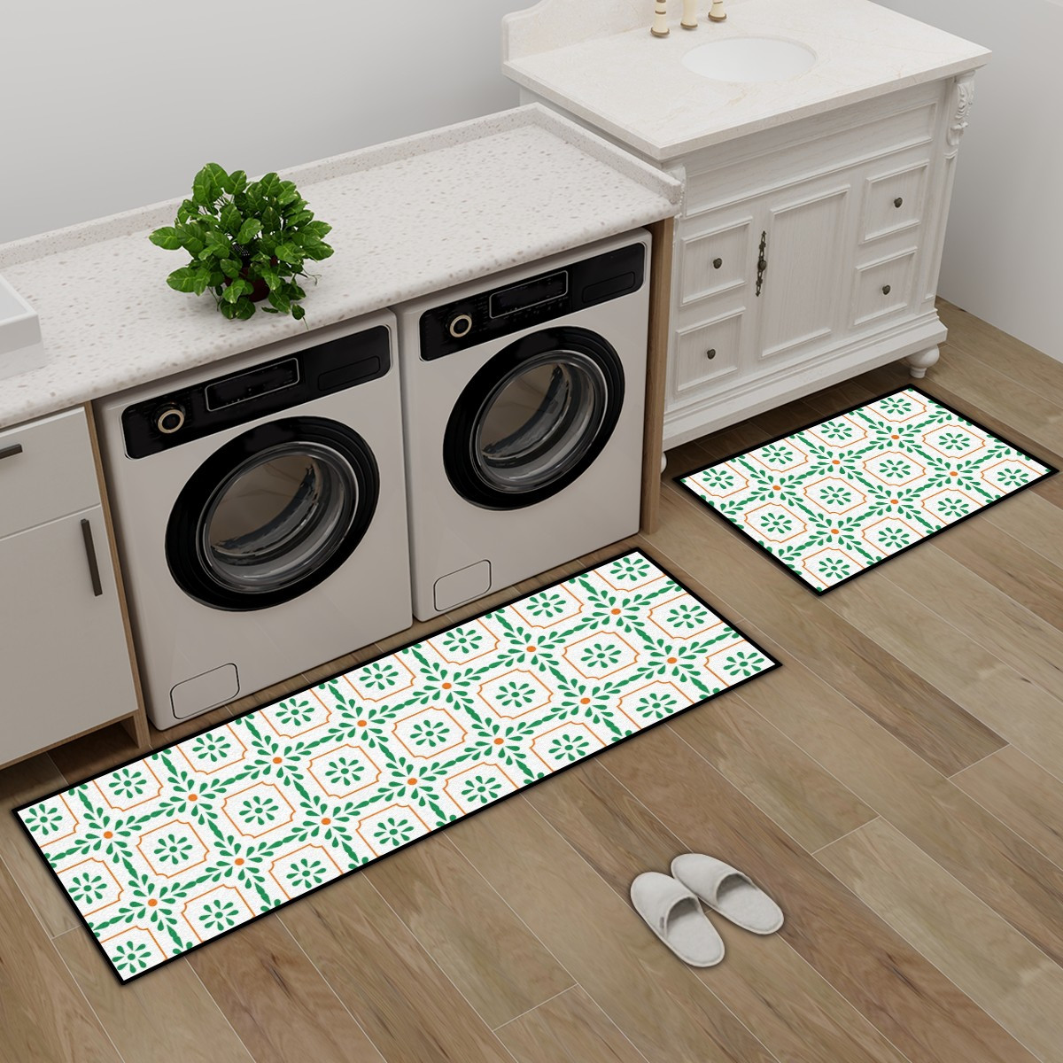 Washable Kitchen Mat Non Slip Polyester Heat Resistant Anti-Fatigue