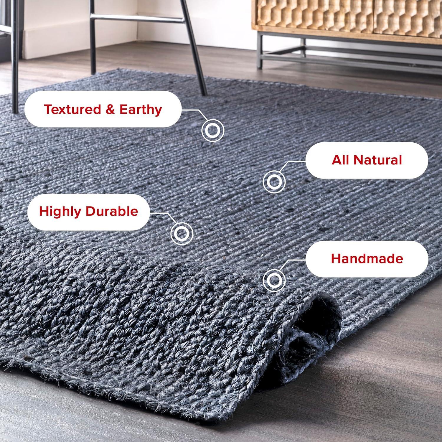 Rigo Navy Solid Flatweave Area Rug – 4′ round (TAJT03D)