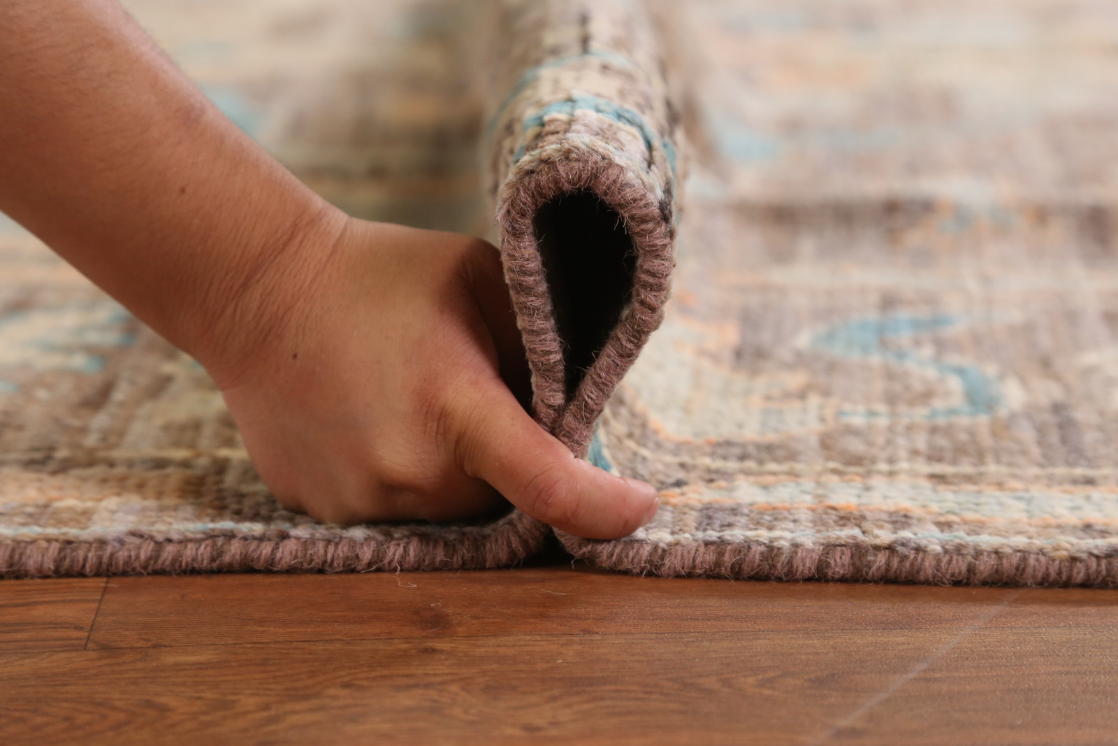 Vegetable Dye All-Over Pattern Oushak Wool Handmade Rug 7×10 ft Turkish Carpet