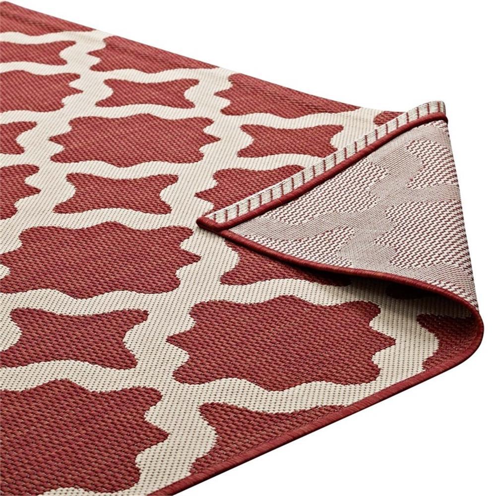 Modway Cerelia 108×143.5″ Moroccan Trellis Fabric Area Rug in Red and Beige