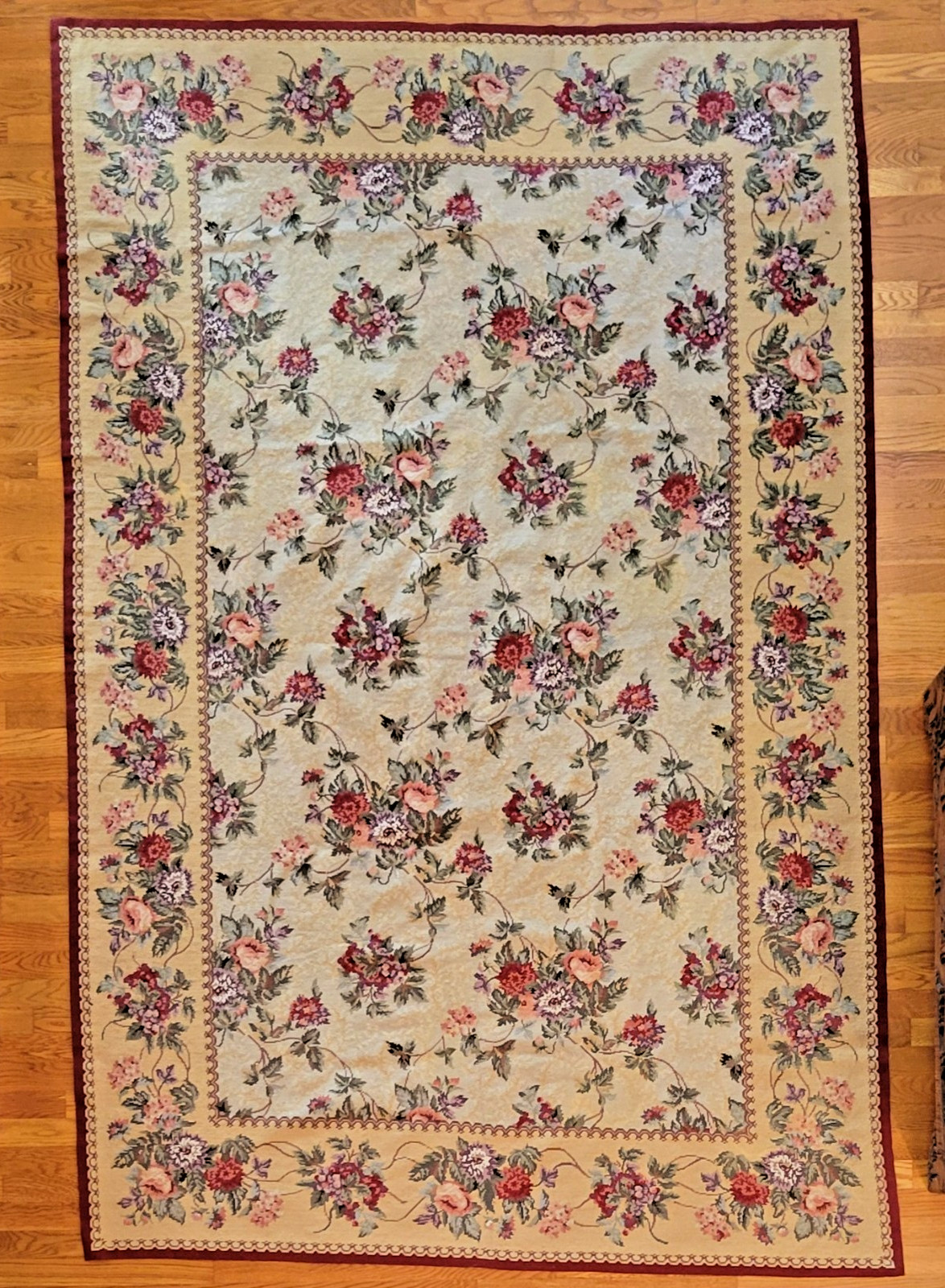 6’x9′ Aubusson-Style Floral Needlepoint Rug | 100% Wool | Absolutely Beautiful!