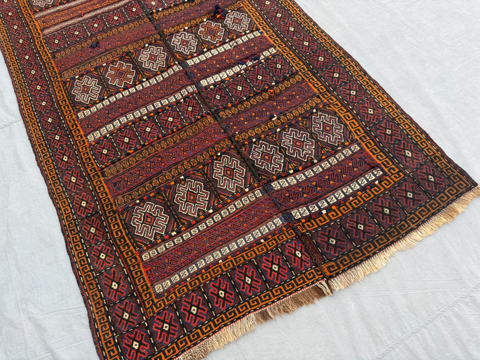 4×10 Vintage Afghan Kilim Rug Handwoven Embroidered Tribal Geometric Flatweave