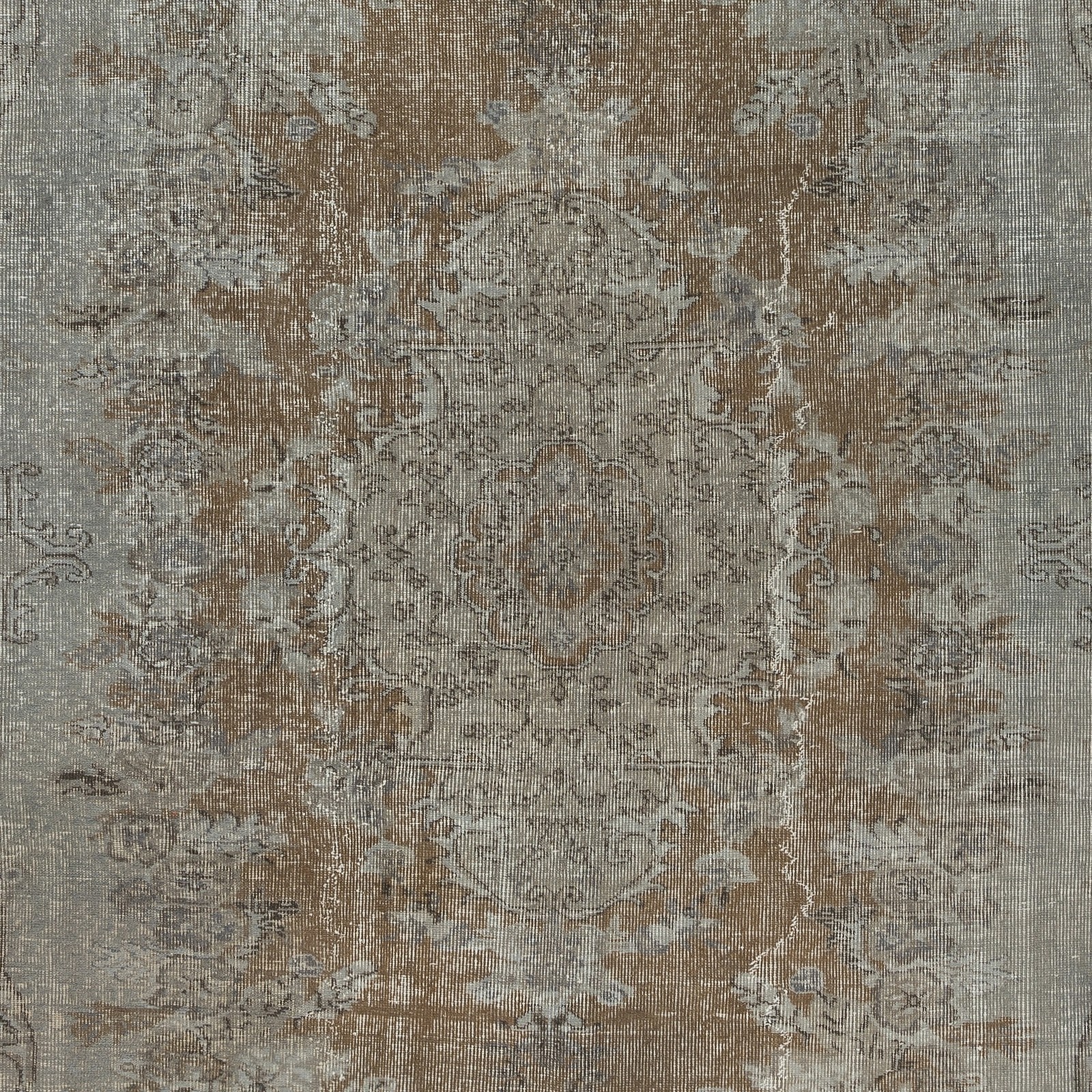 5.5×8 Ft Gray Overdyed Vintage Turkish Rug. Hand-Knotted Carpet for Modern Home