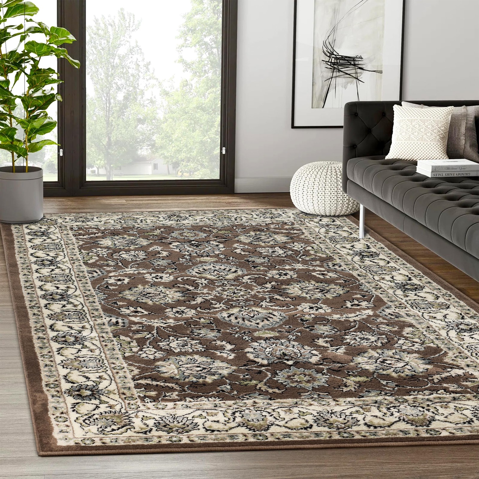 Elegant Lille Collection Area Rug, 8mm Pile Height with Jute Backing, Beautif…