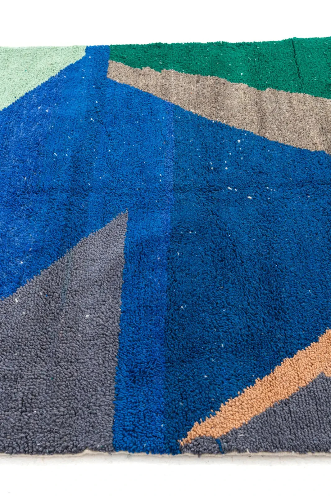 Color Blue, Gray, Green, Light Green, Black, Ivory, Tan Design Moroccan Wool Rug