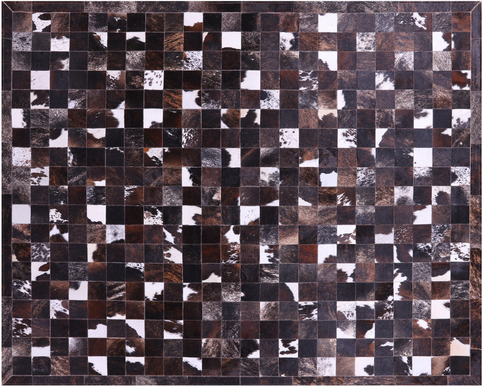 6′ 7″ X 8′ 3″ Brown & White Brindle Natural Cowhide Hand Stitched Rug – C5683