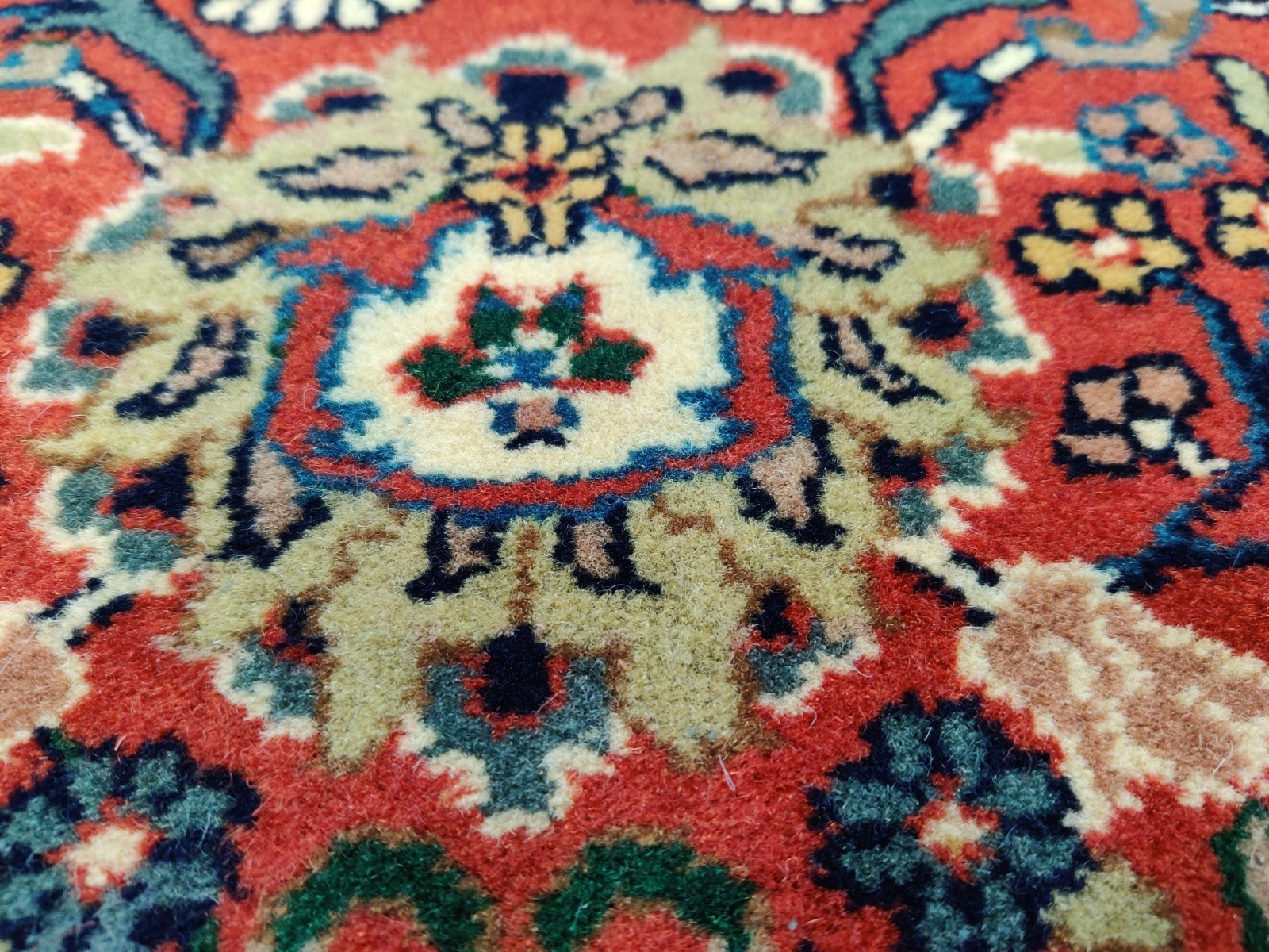 Vintage Hand Knotted Rug 4 x 6 Oriental Bijar 100% Wool Handmade Rust/Blue