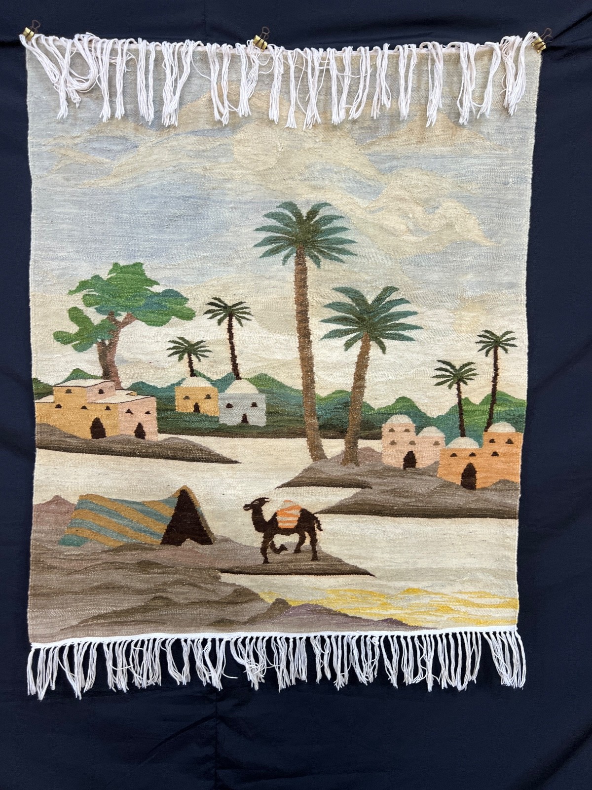 Vintage Tunisian Hand Woven Wool Rug Native Tribal Tapestry S108