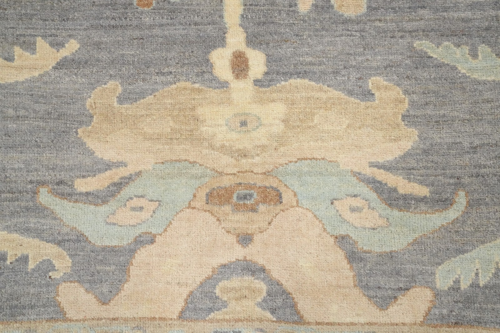 Light Grey Oushak Area Rug 9×11 Ft Handmade Vegetable Dye Oriental Floral Wool