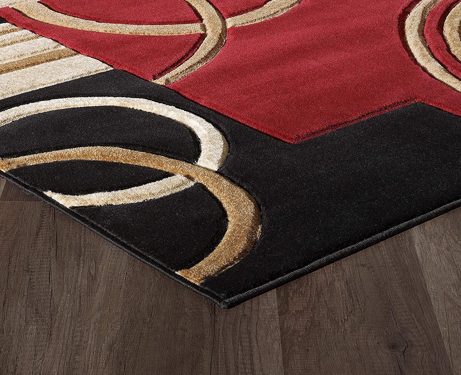 Carpetas Alfombras Para Sala De Casa Habitacion Moderna Rojo Beige 5’3” x 7’2”