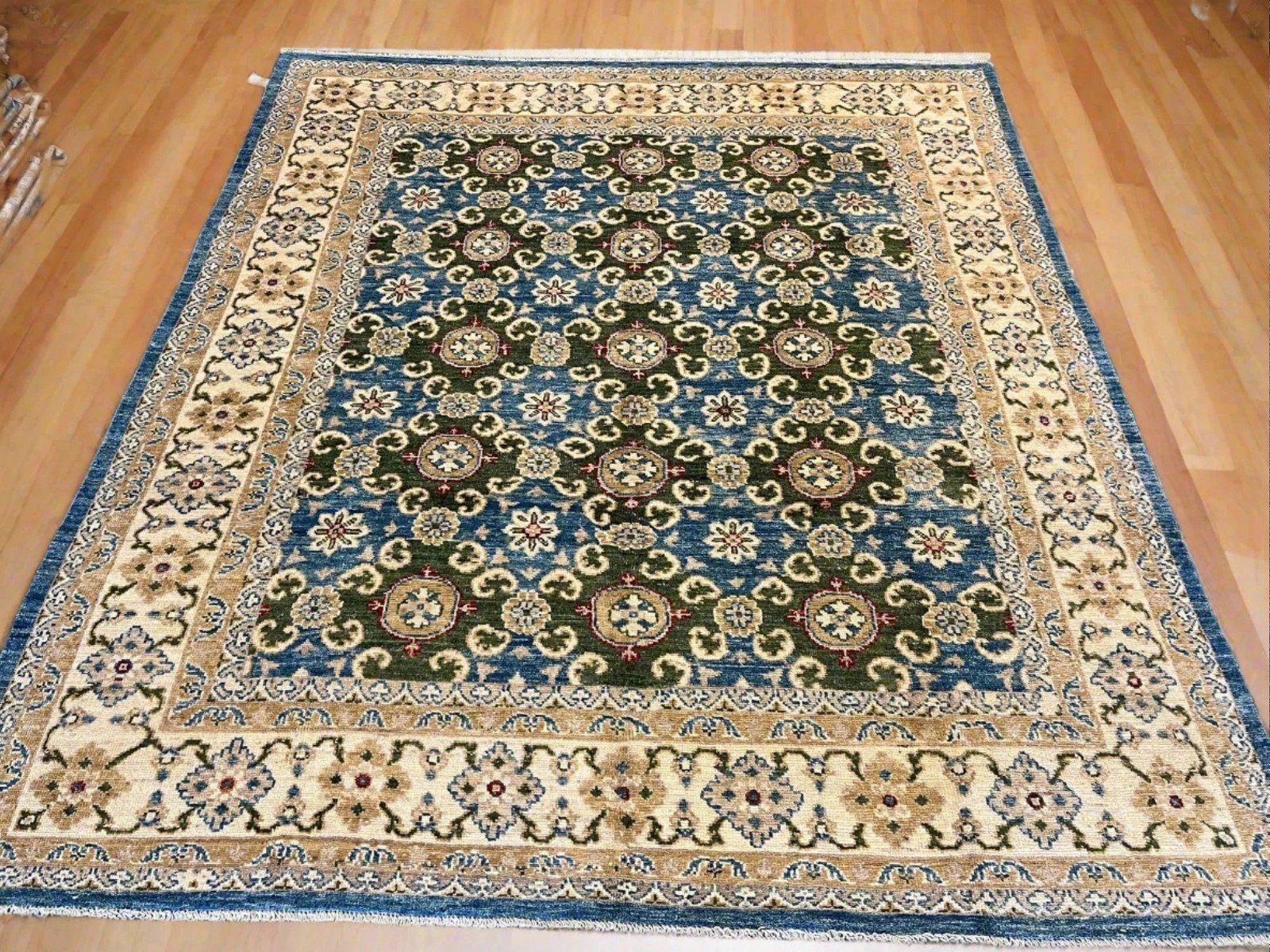 Oushak Light Blue/Beige 8X10 Handmade Wool Rug # 11206