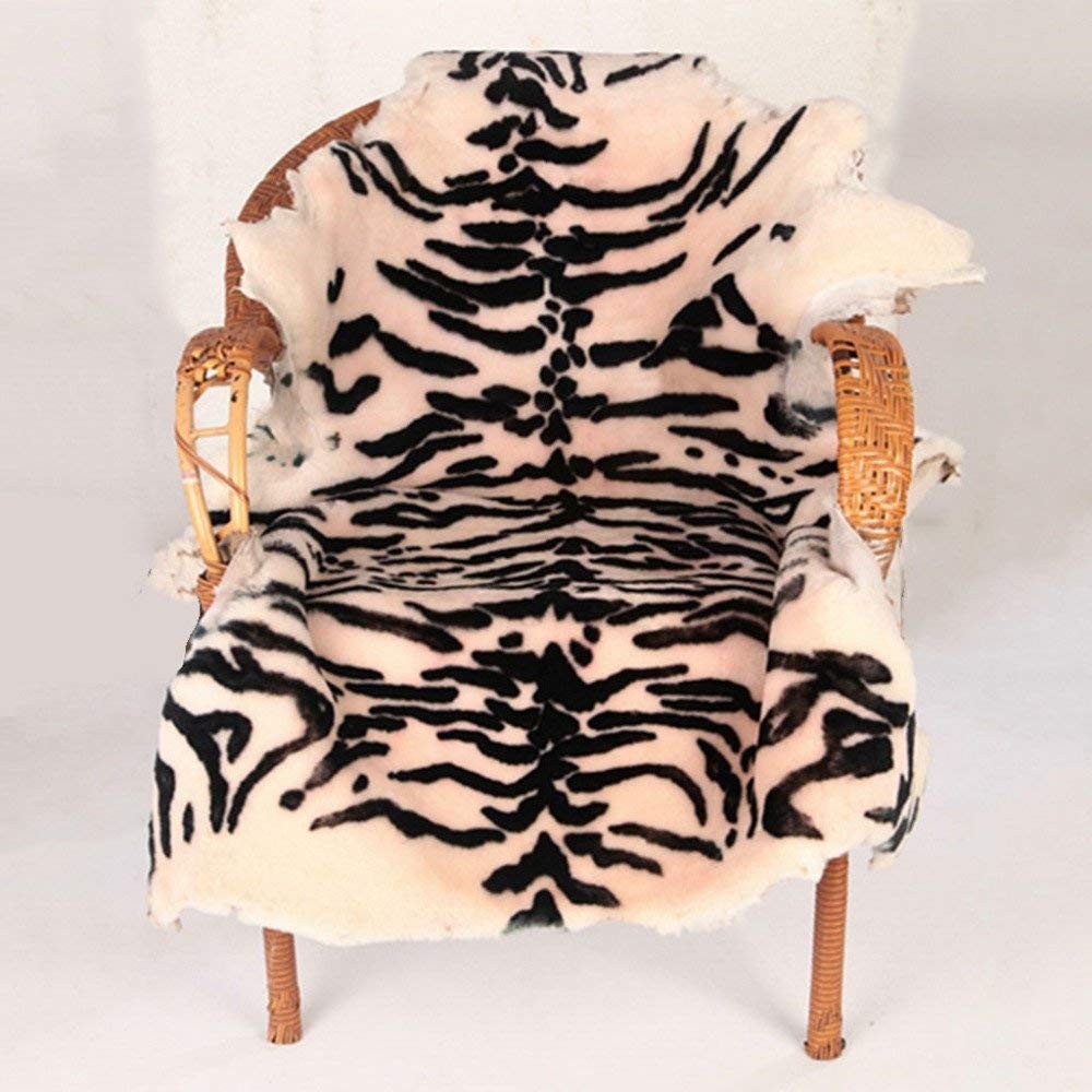 Yingda1992 Area Rug Chic Style White Tiger Leopard Printed Australia Sheepskin