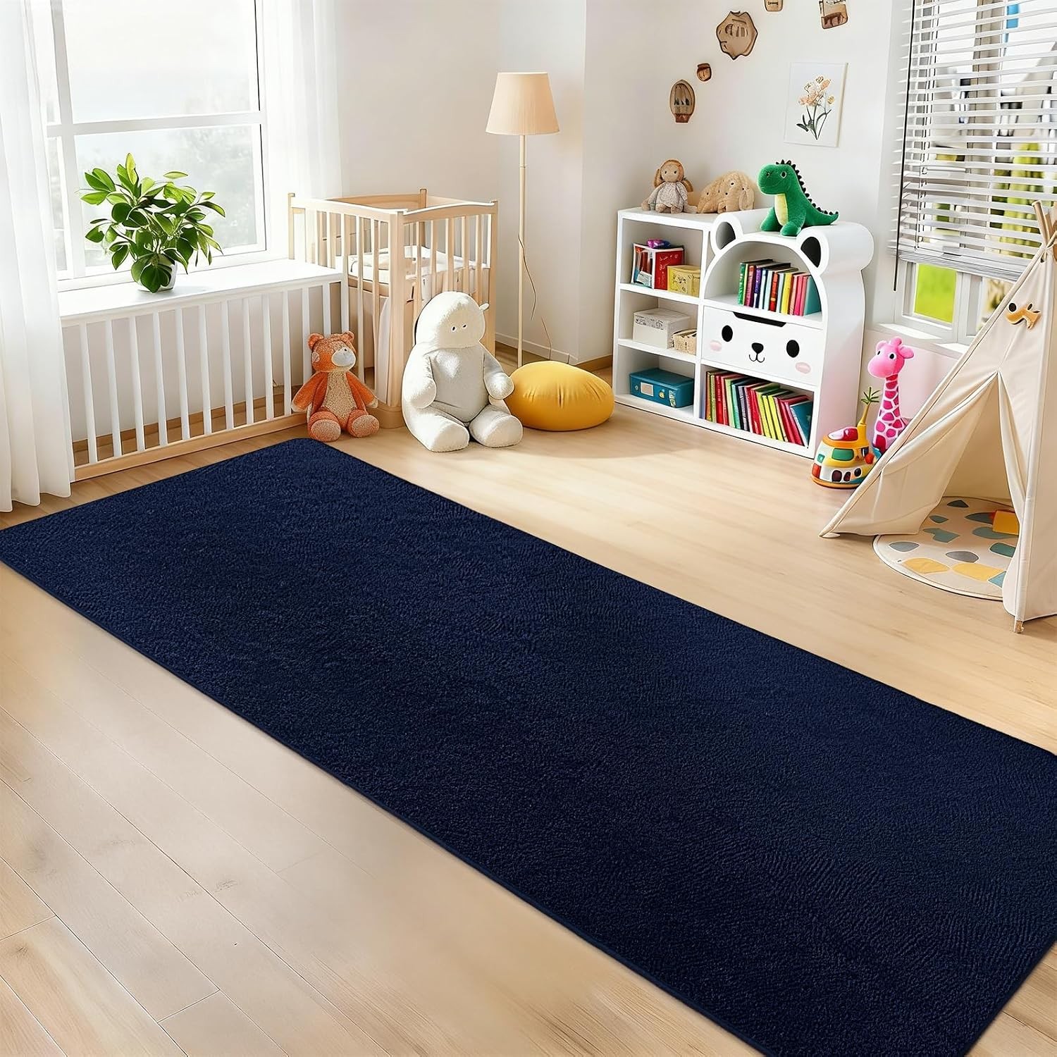 Runner Rugs for Bedroom Living Room, 2X6 Feet Ultra Soft Navy Blue Runner Rug Th