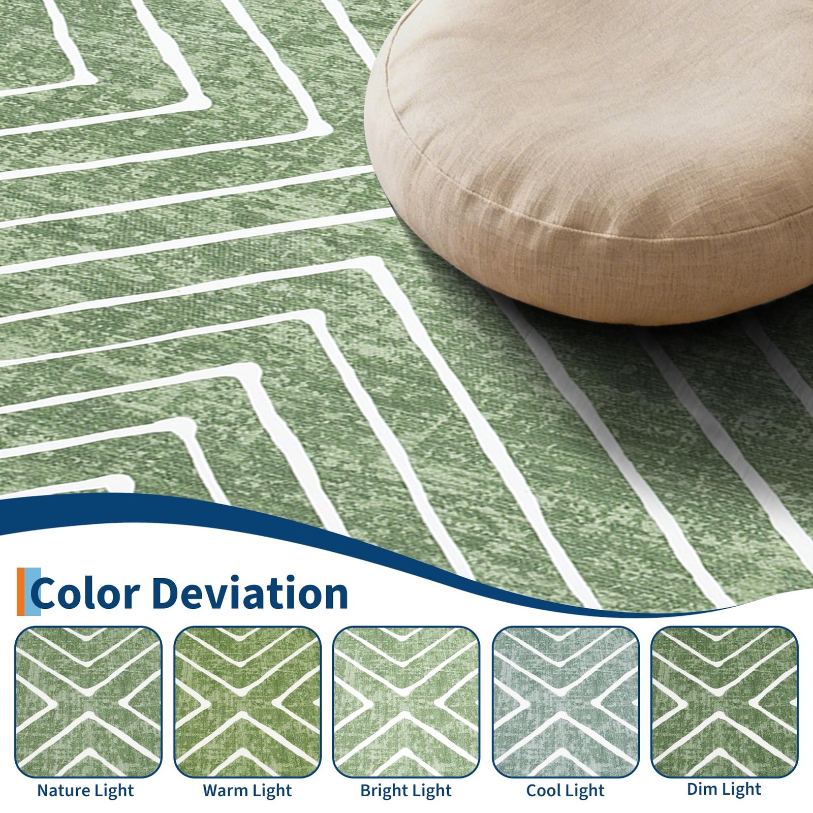 ROYHOME Washable Area Rug 4×6 – Modern Geometric Low Pile Rug with Non-Slip Back